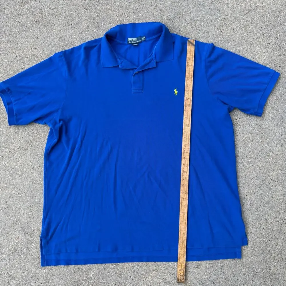 Y2K Polo Ralph Lauren Royal Blue Chartreuse Logo Short Sleeve Polo Shirt 3XLT